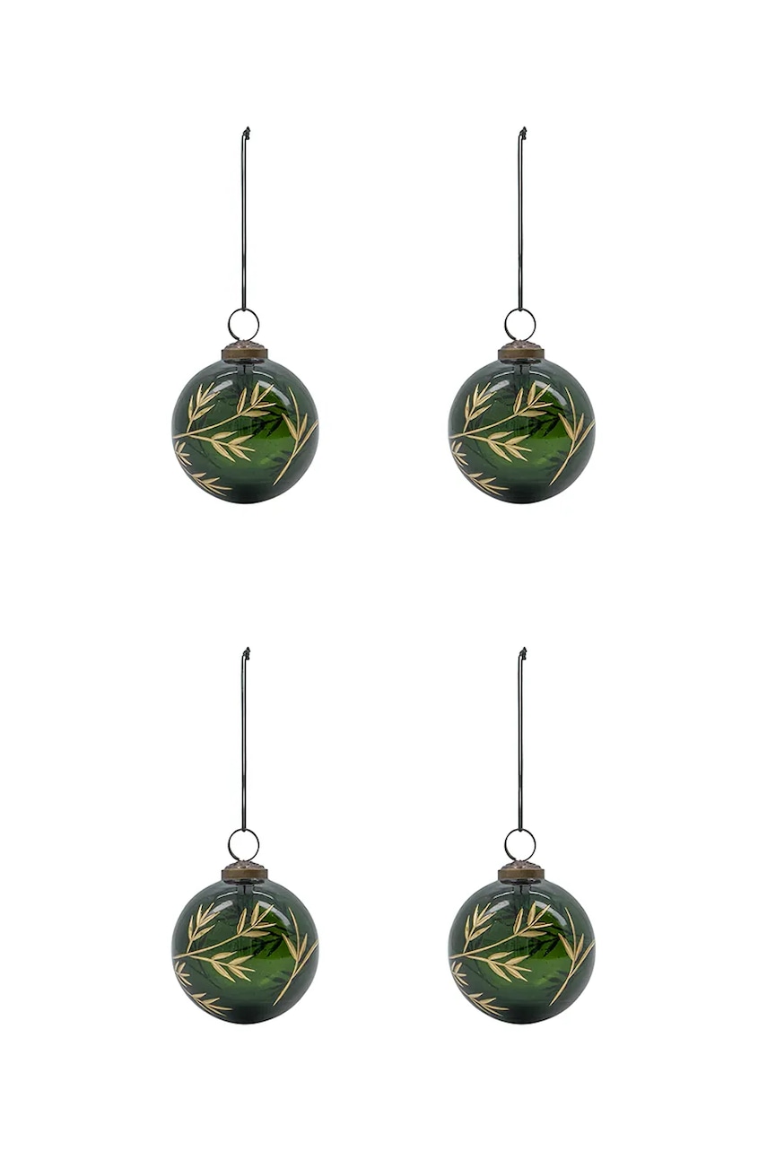 House Doctor set de globuri de crăciun HDLeaf 7,5 cm 4-pack culoarea verde
