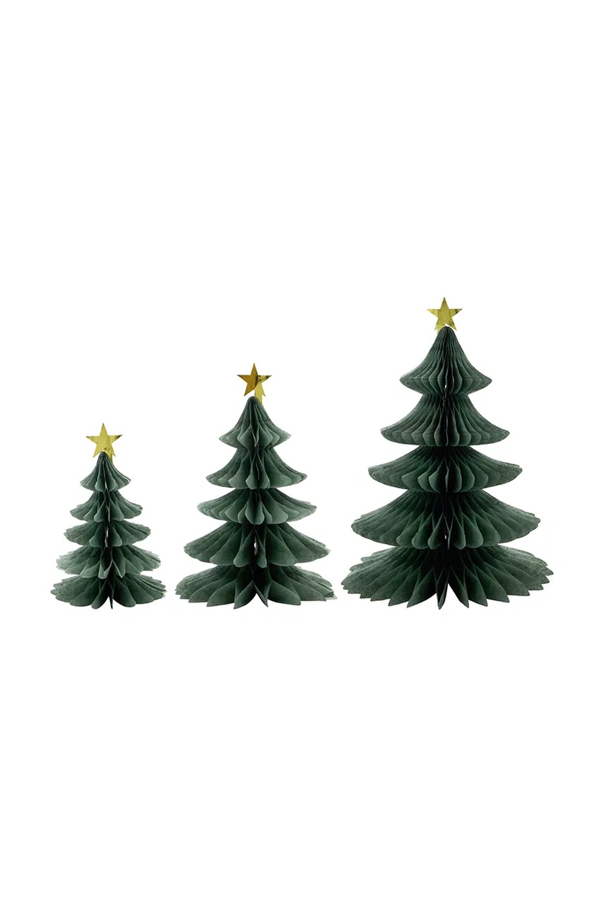 Levně Ozdobný vánoční stromeček House Doctor HDTree 18 x 11,5 / 23 x 16 / 28,5 x 21 cm 3-pack zelená barva