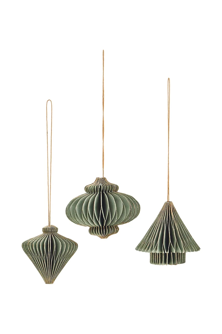 Madam Stoltz pandantiv de Crăciun 4 cm 3-pack culoarea verde