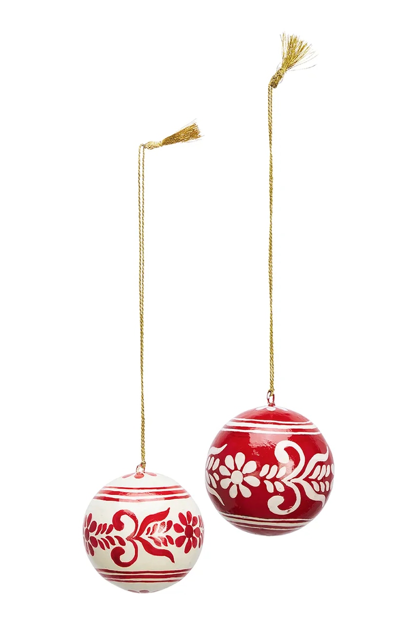 Madam Stoltz set de globuri de Crăciun 5 cm 2-pack culoarea roșu