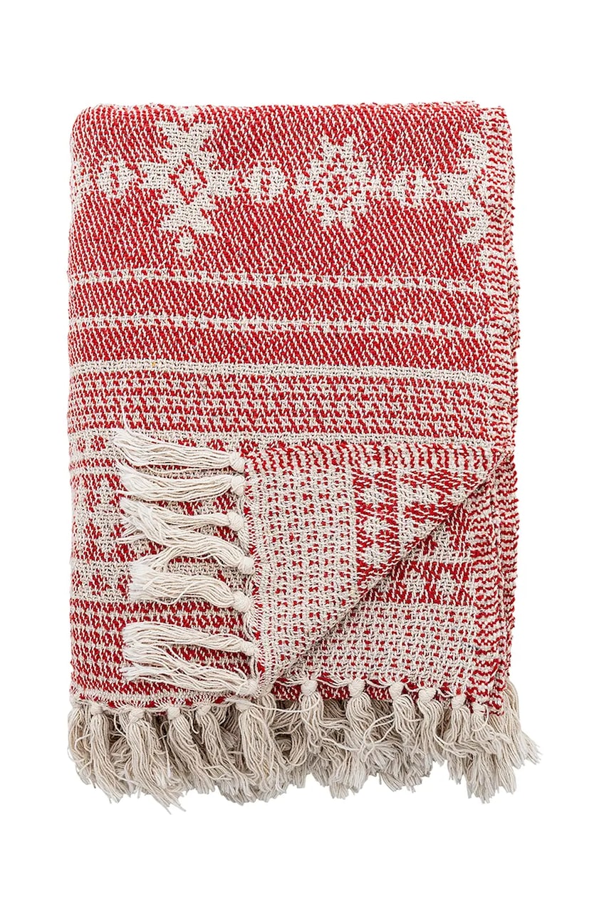 Bloomingville cuvertură de pat din bumbac 160 x 130 cm culoarea rosu