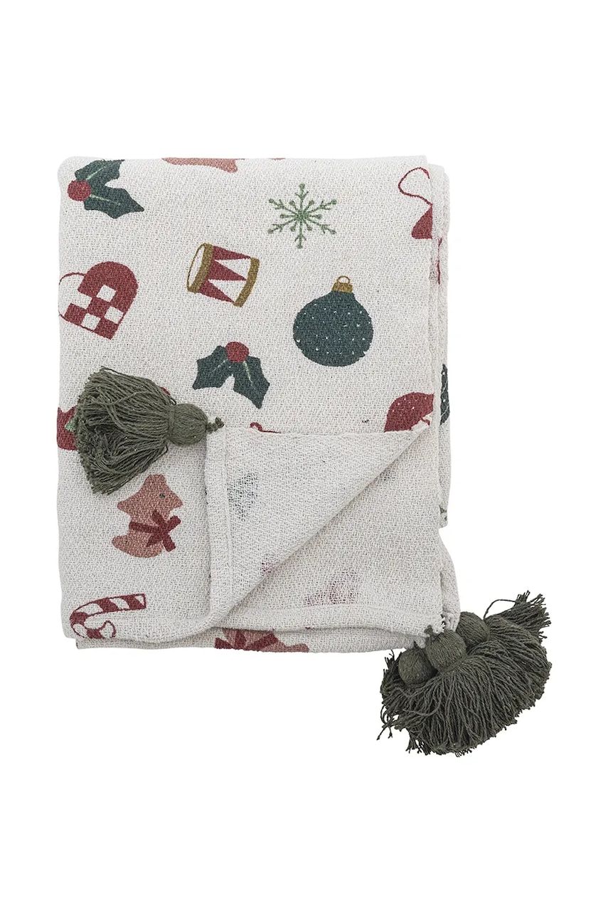 Bloomingville cuvertură de pat din bumbac de Crăciun Yule 160 x 130 cm multicolor