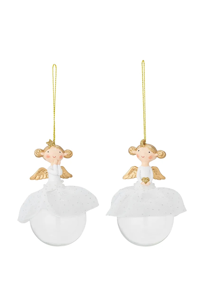 Levně Vánoční baňka Bloomingville 6 x 11,5 cm 2-pack bílá barva