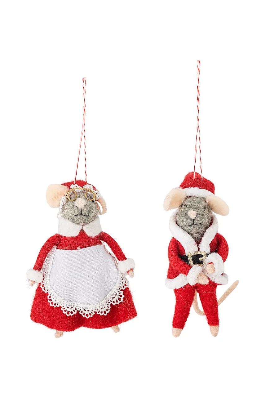 Bloomingville glob de crăciun 7 x 12 x 7 cm 2-pack culoarea rosu