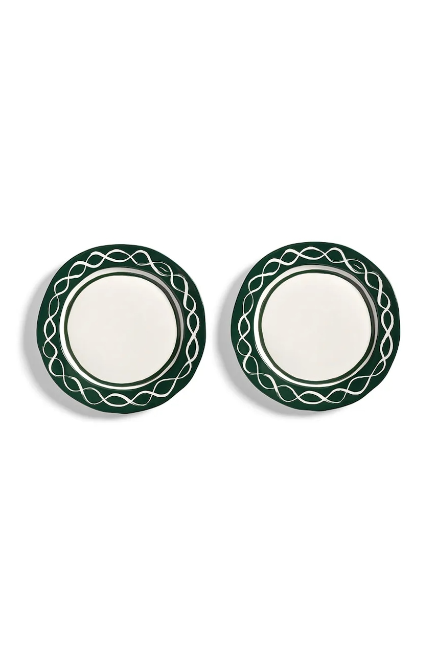 &k amsterdam set de farfurii pentru desert festivo M/22,5 cm 2-pack culoarea verde