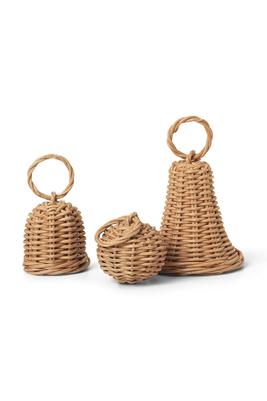 Levně Ozdoba na vánoční stromeček ferm LIVING 3-pack béžová barva