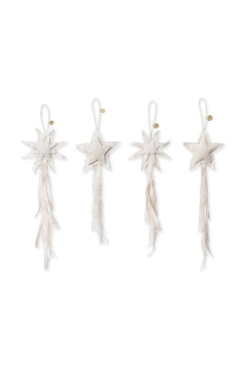 Levně Ozdoba na vánoční stromeček ferm LIVING 4-pack béžová barva