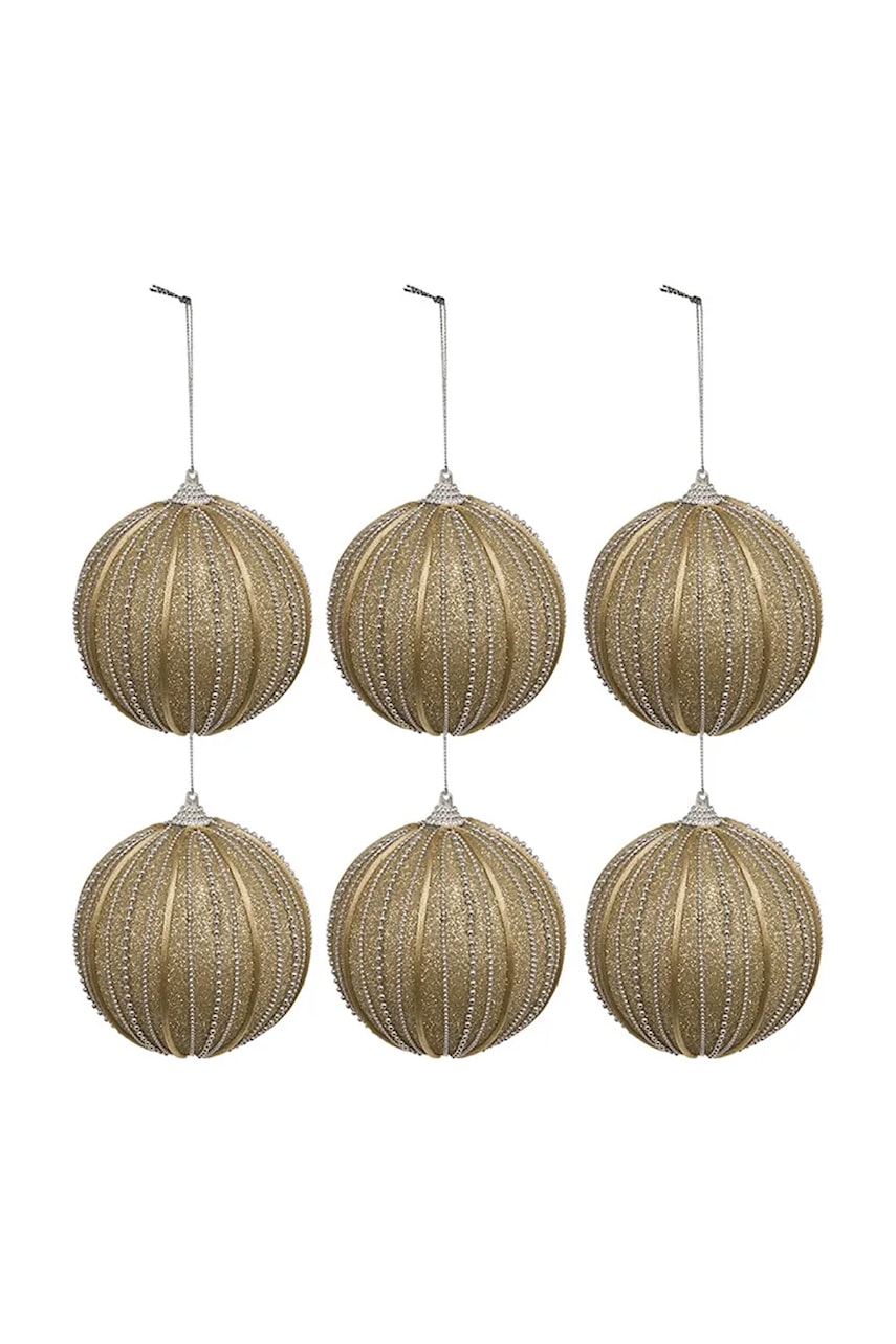 set de globuri de crăciun 11 x 9,5 x 9,5 cm 6-pack culoarea bej