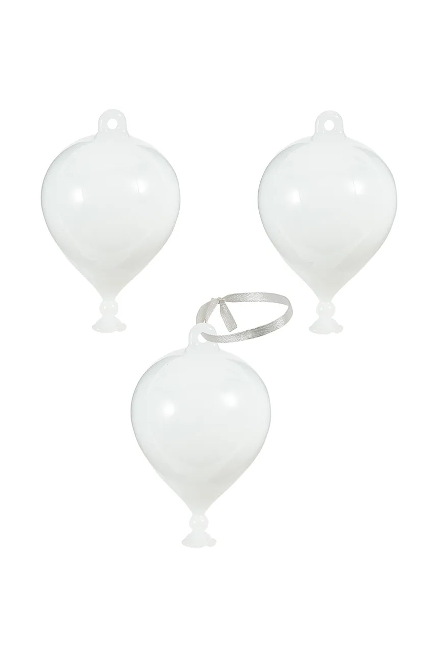 Pols Potten ornament pentru pomul de crăciun 3-pack culoarea alb