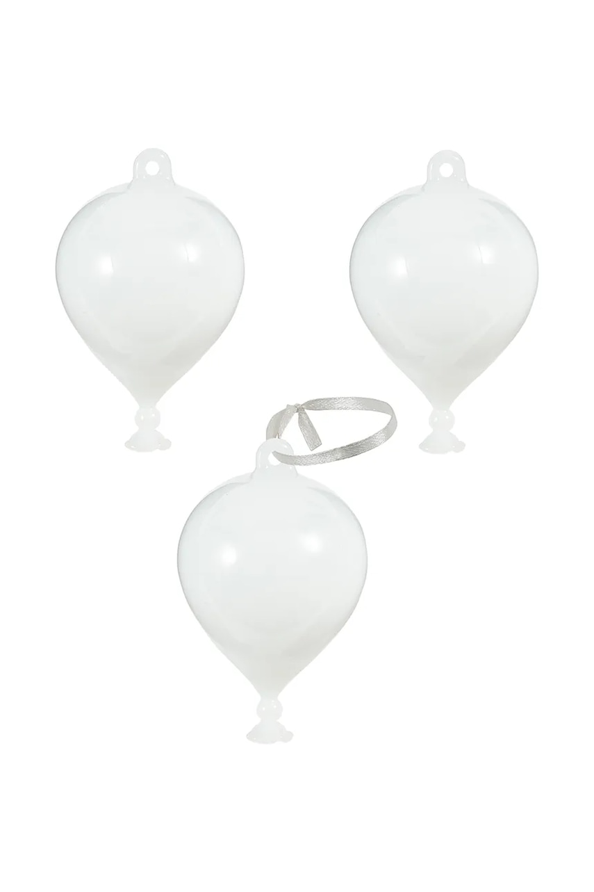 Pols Potten ornament pentru pomul de crăciun 3-pack culoarea alb
