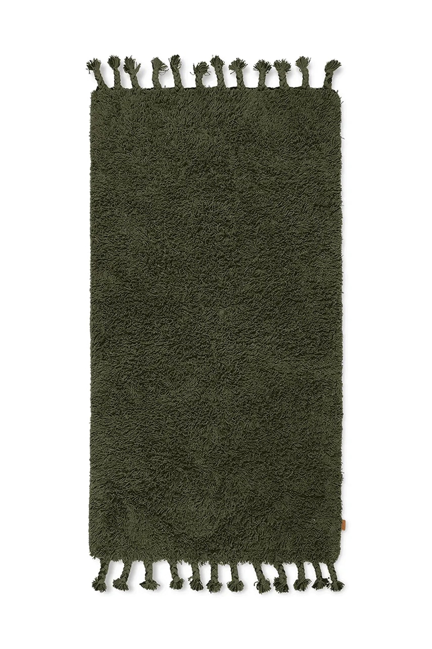 ferm LIVING covor de bumbac Amass culoarea verde ferm LIVING covor de bumbac Amass culoarea verde