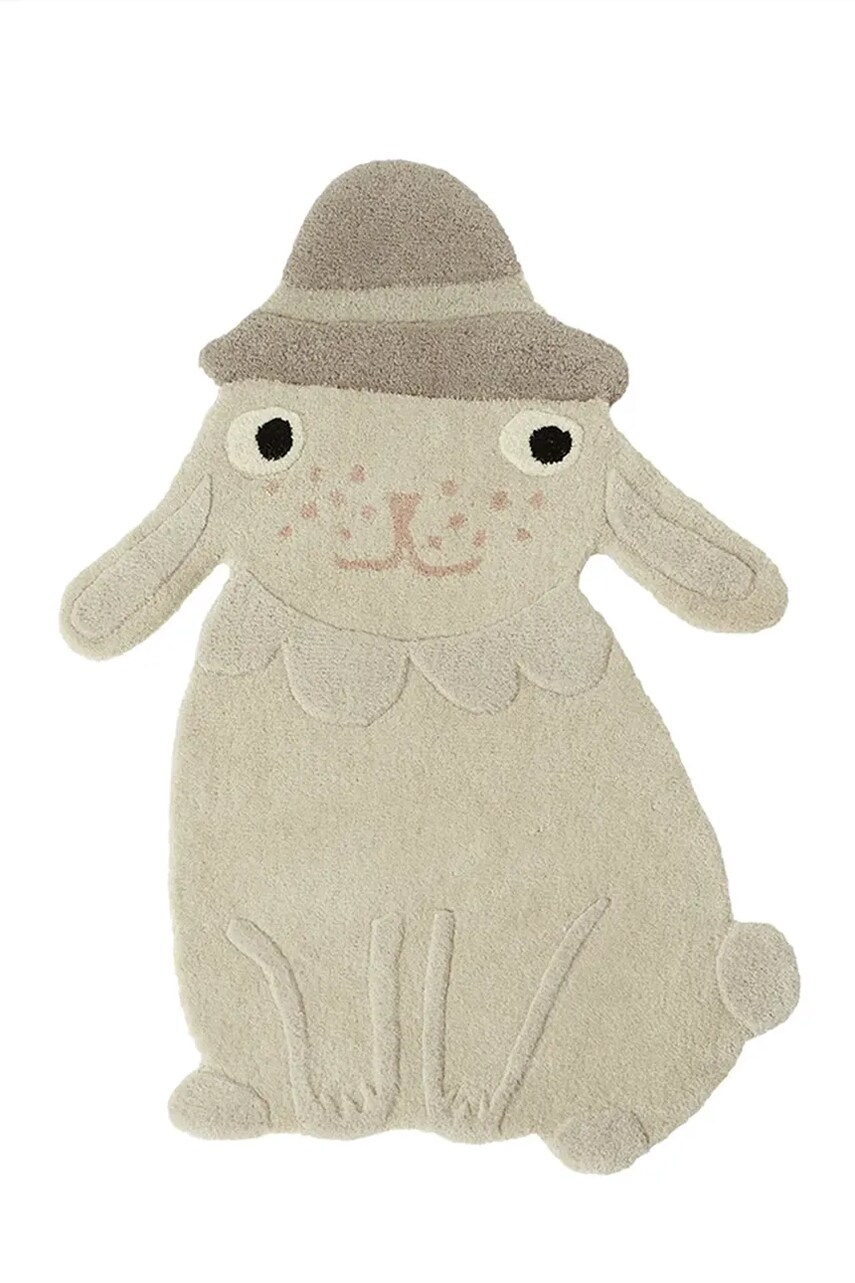 Levně Vlněný kobereček OYOY Hapsi Rabbit béžová barva