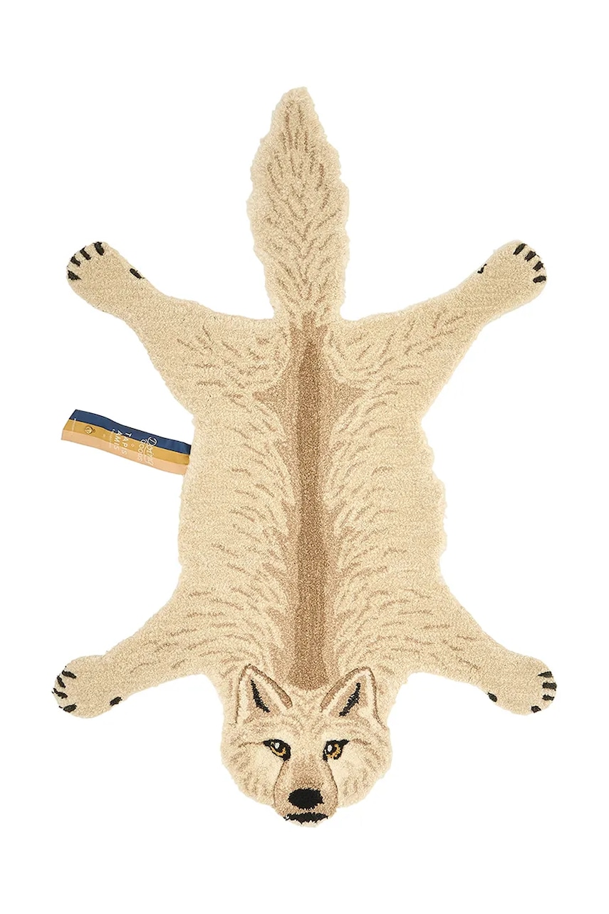 Doing Goods covor de lână Woozy Wolf S culoarea bej