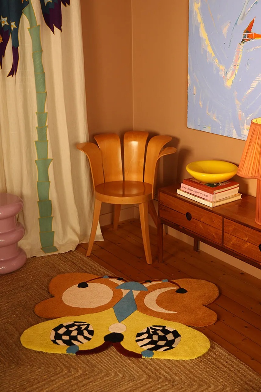 Μάλλινο χαλί Doing Goods Melody Moon Butterfly 85 x 100 cm φωτογραφία