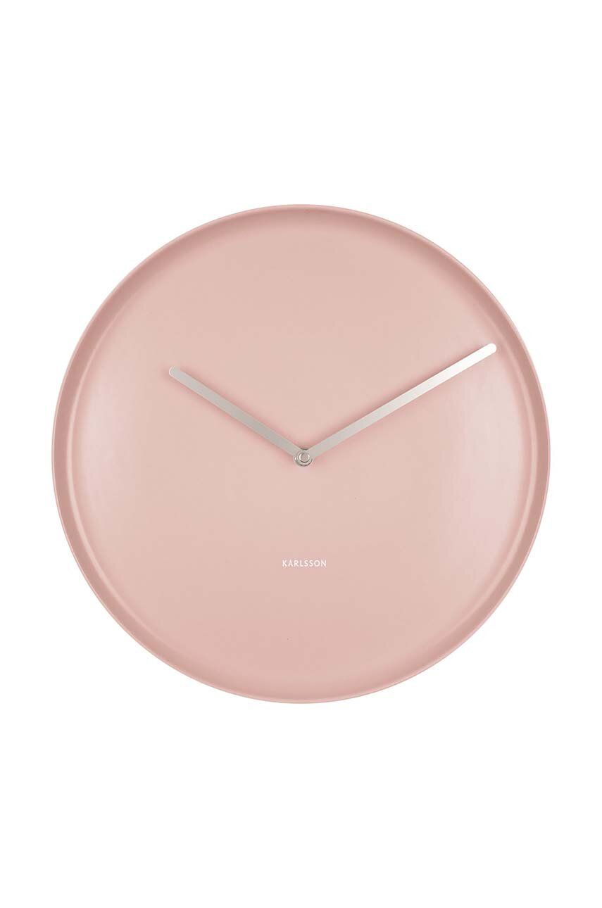 Nástěnné hodiny Karlsson Plate - růžová -  Porcelán
