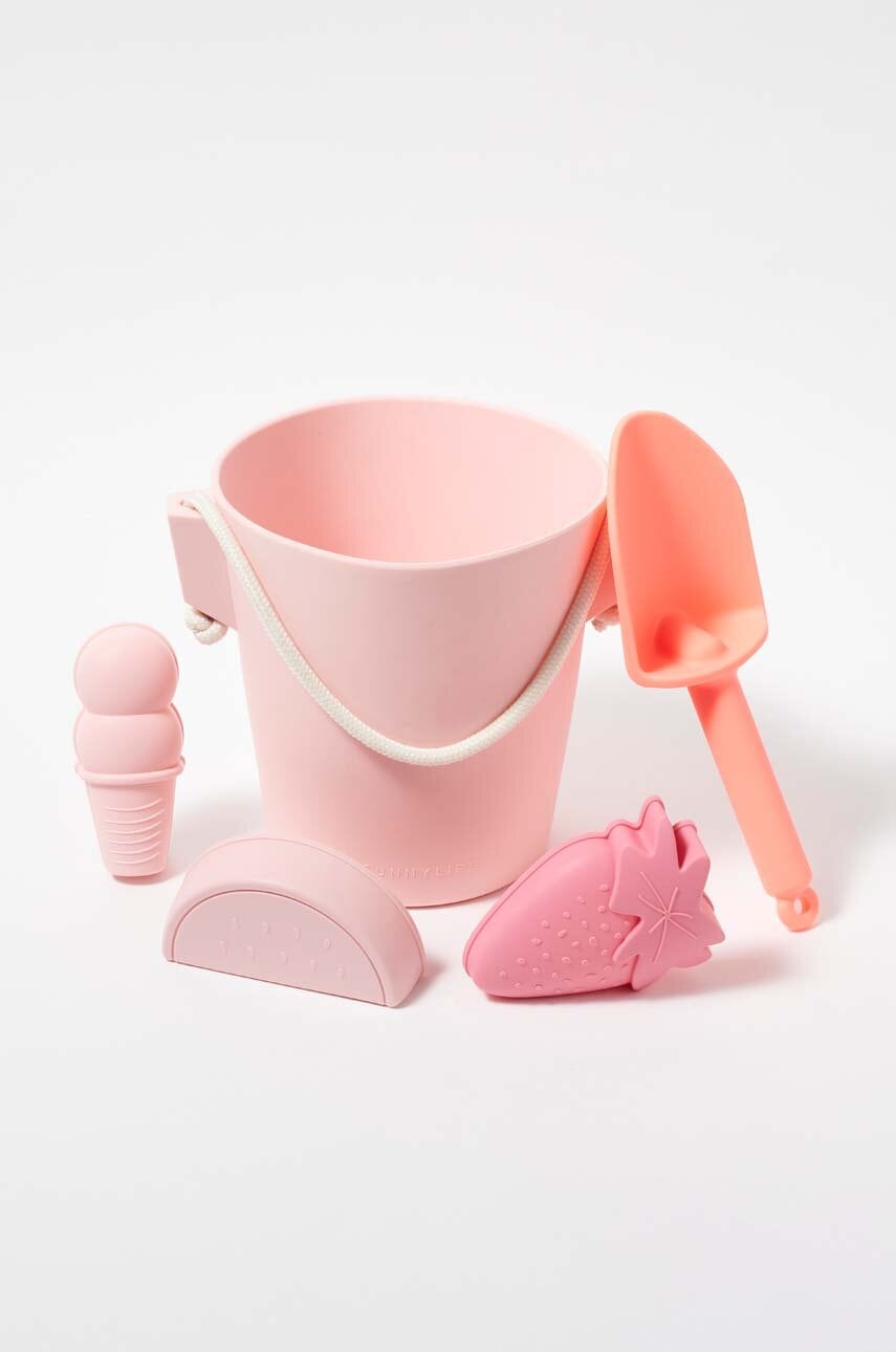 Levně Sada hraček do písku SunnyLife Silicone Bucket & Spade Set Pin