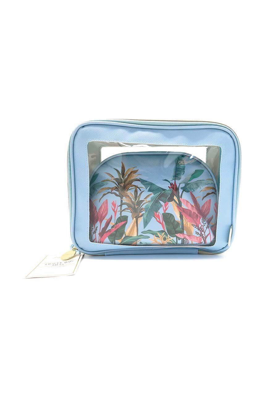 Levně Sada kosmetických tašek Danielle Beauty Botanical Palm Blue 2-pack
