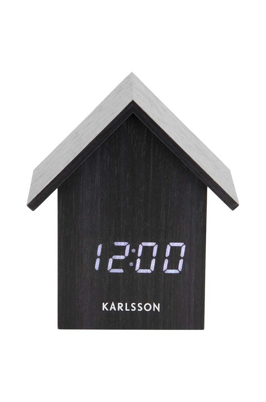 Budík Karlsson Clock House - černá - MDF deska