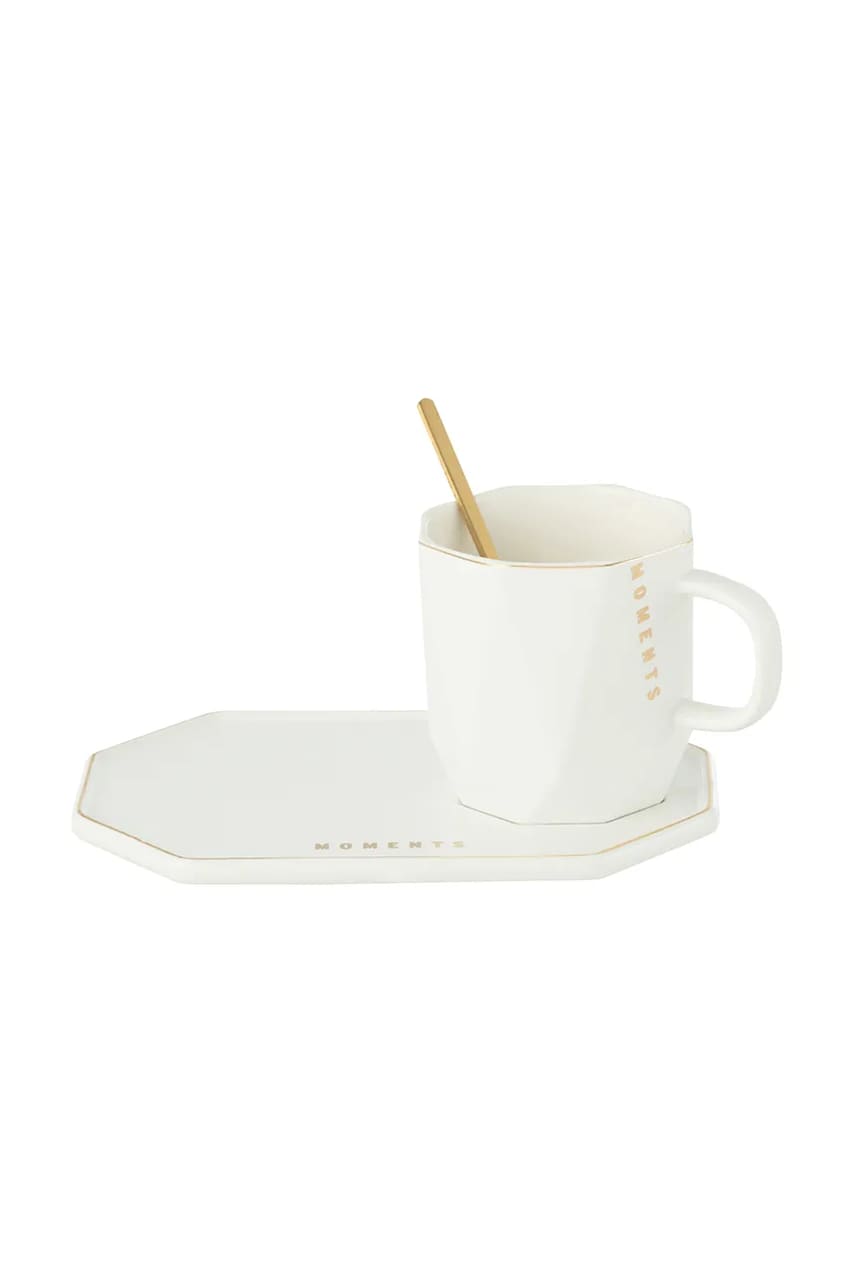 J-Line ceasca si farfurioara 215 ml culoarea alb J-Line ceasca si farfurioara 215 ml culoarea alb