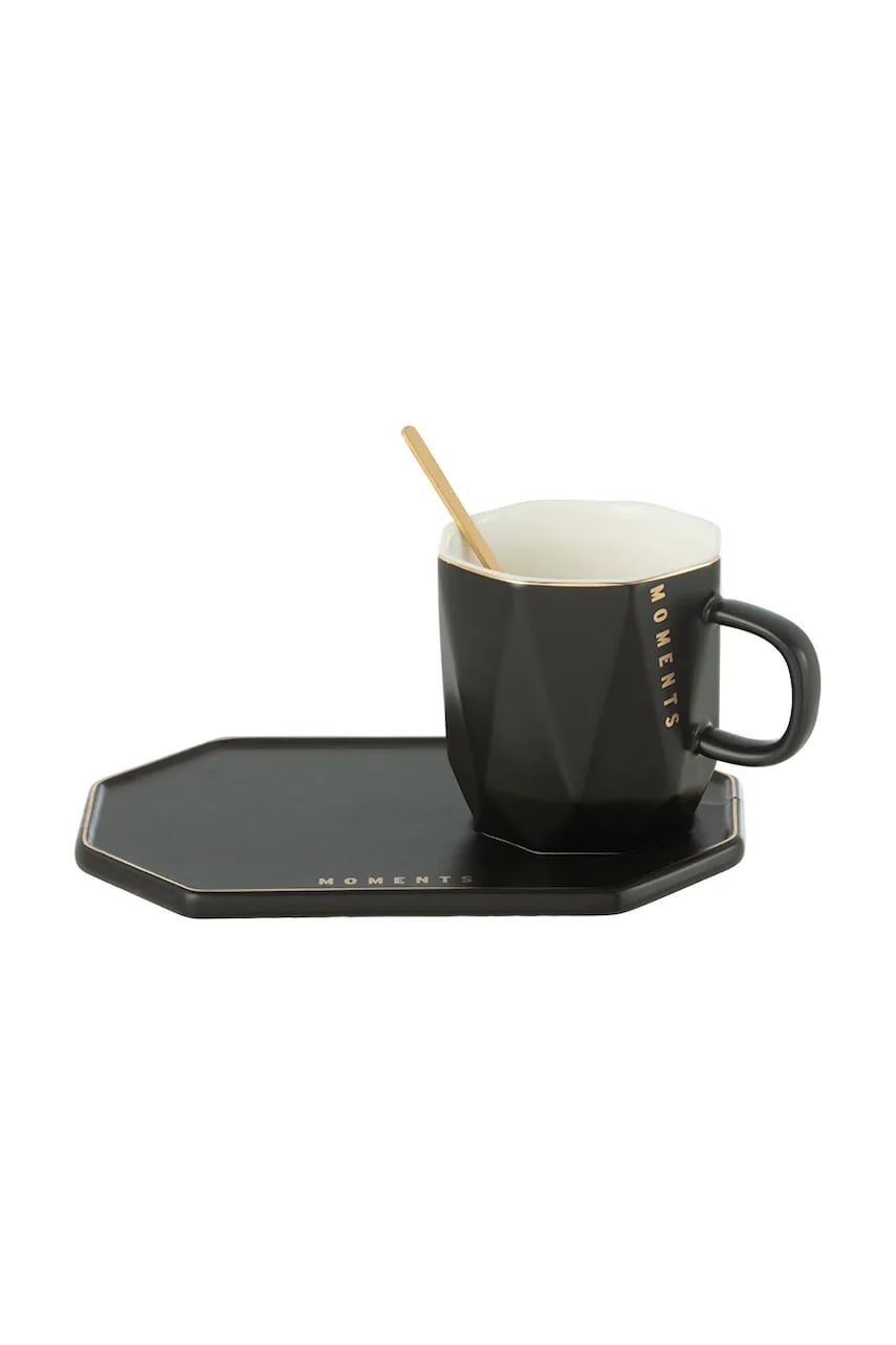 J-Line cană și farfurie culoarea negru