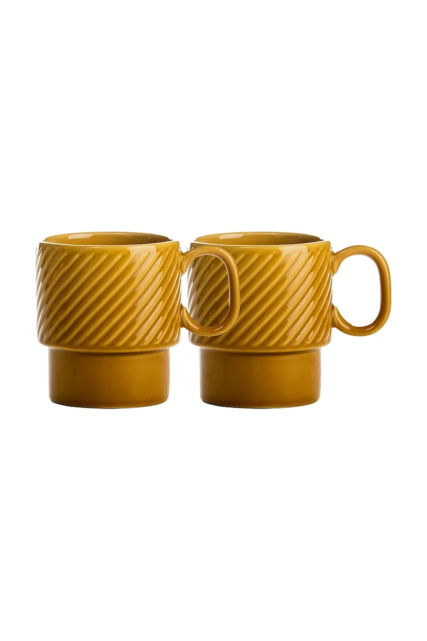 Sagaform set cani Coffee & More 250 ml 2-pack culoarea galben Sagaform set cani Coffee & More 250 ml 2-pack culoarea galben