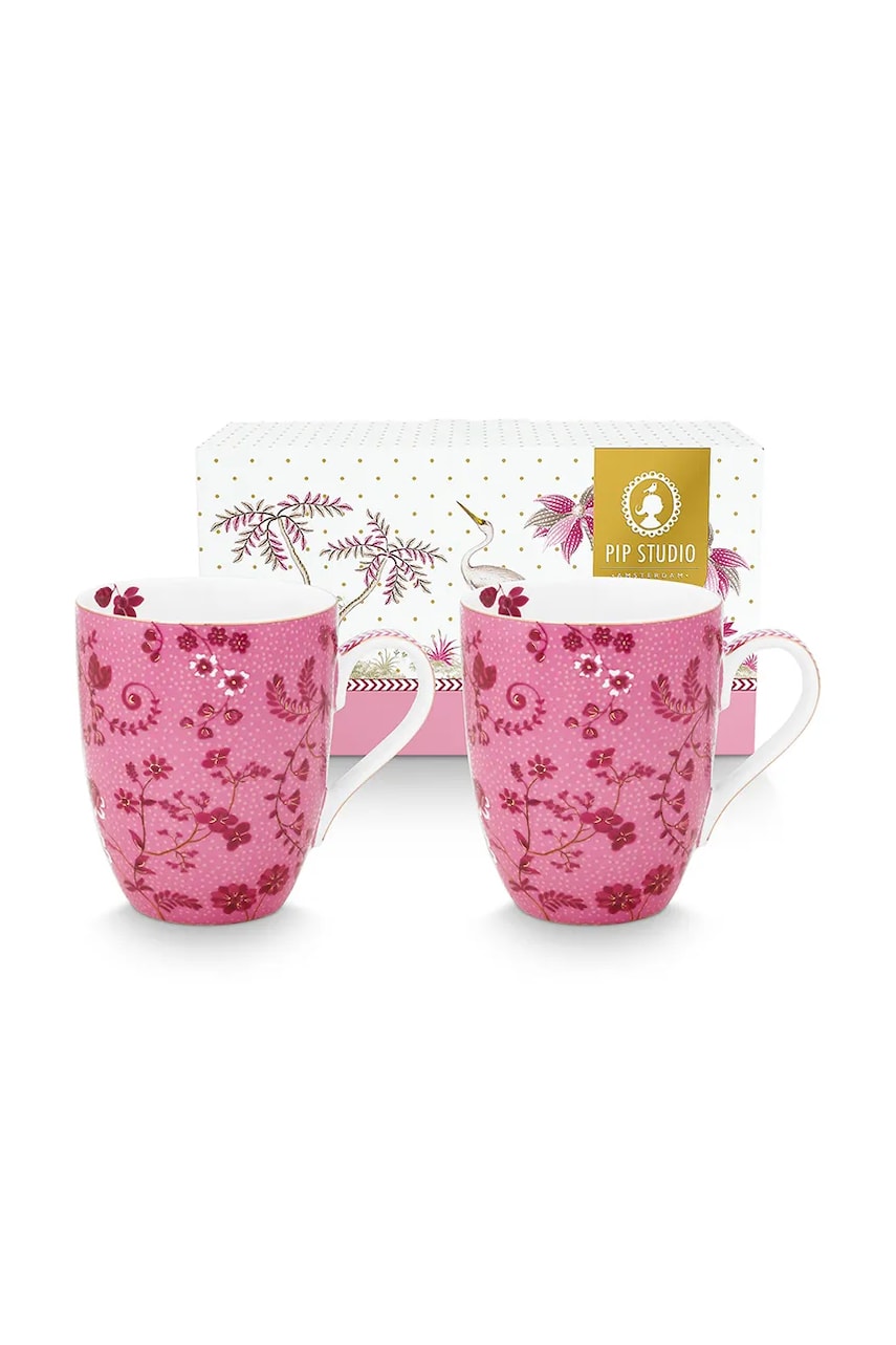 Pip Studio set căni 350 ml culoarea roz