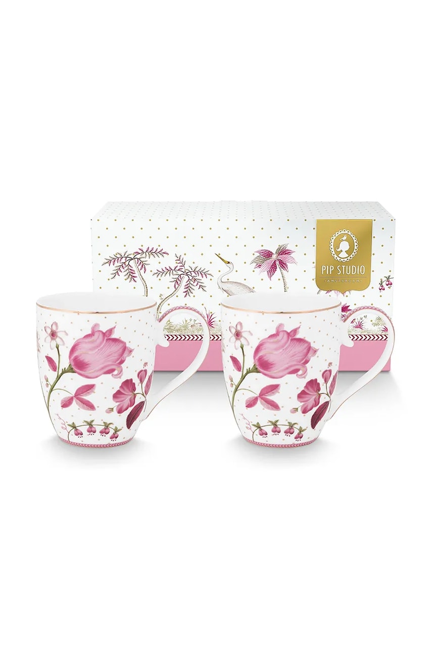 Pip Studio set căni Jolie Tulip 450 ml 2-pack culoarea roz Pip Studio set căni Jolie Tulip 450 ml 2-pack culoarea roz