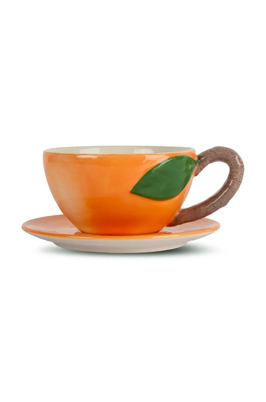 Levně Šálek s podšálkem Byon Peach 300 ml oranžová barva