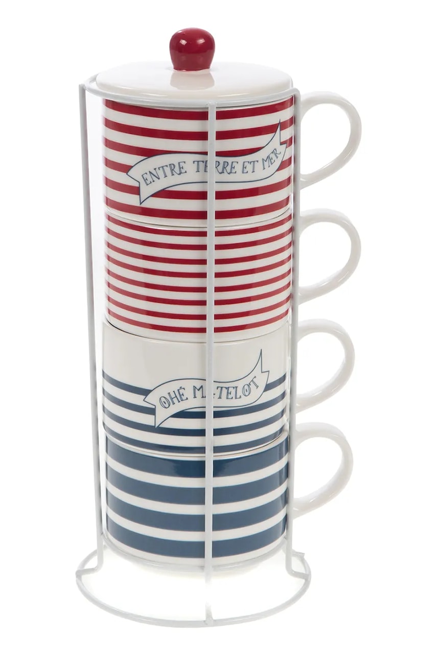 home & lifestyle set de căni cu suport 4-pack