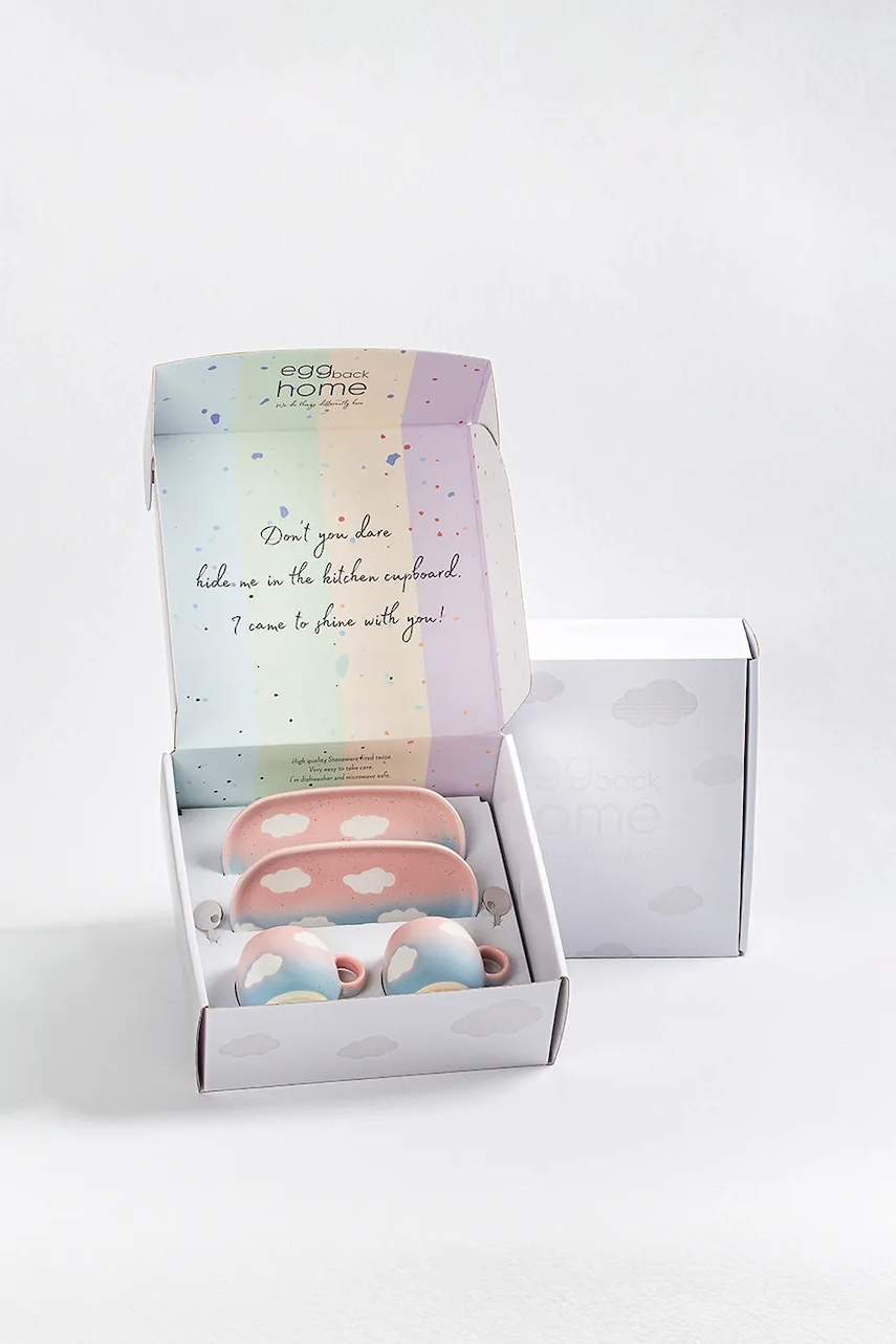 Egg Back Home set de cești și farfurioare 2-pack