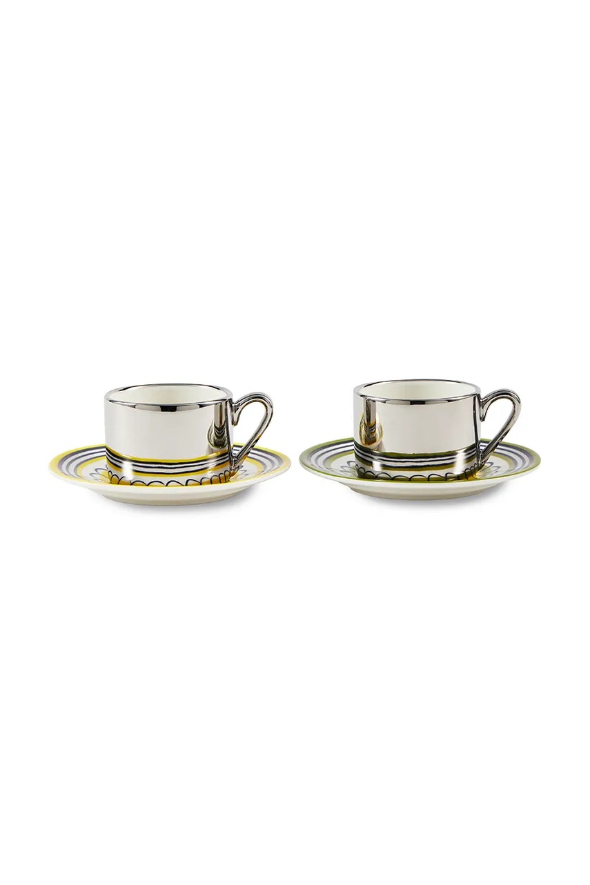 Pols Potten set de cești și farfurioare pentru 2 persoane. floral 90 ml 4 elementy