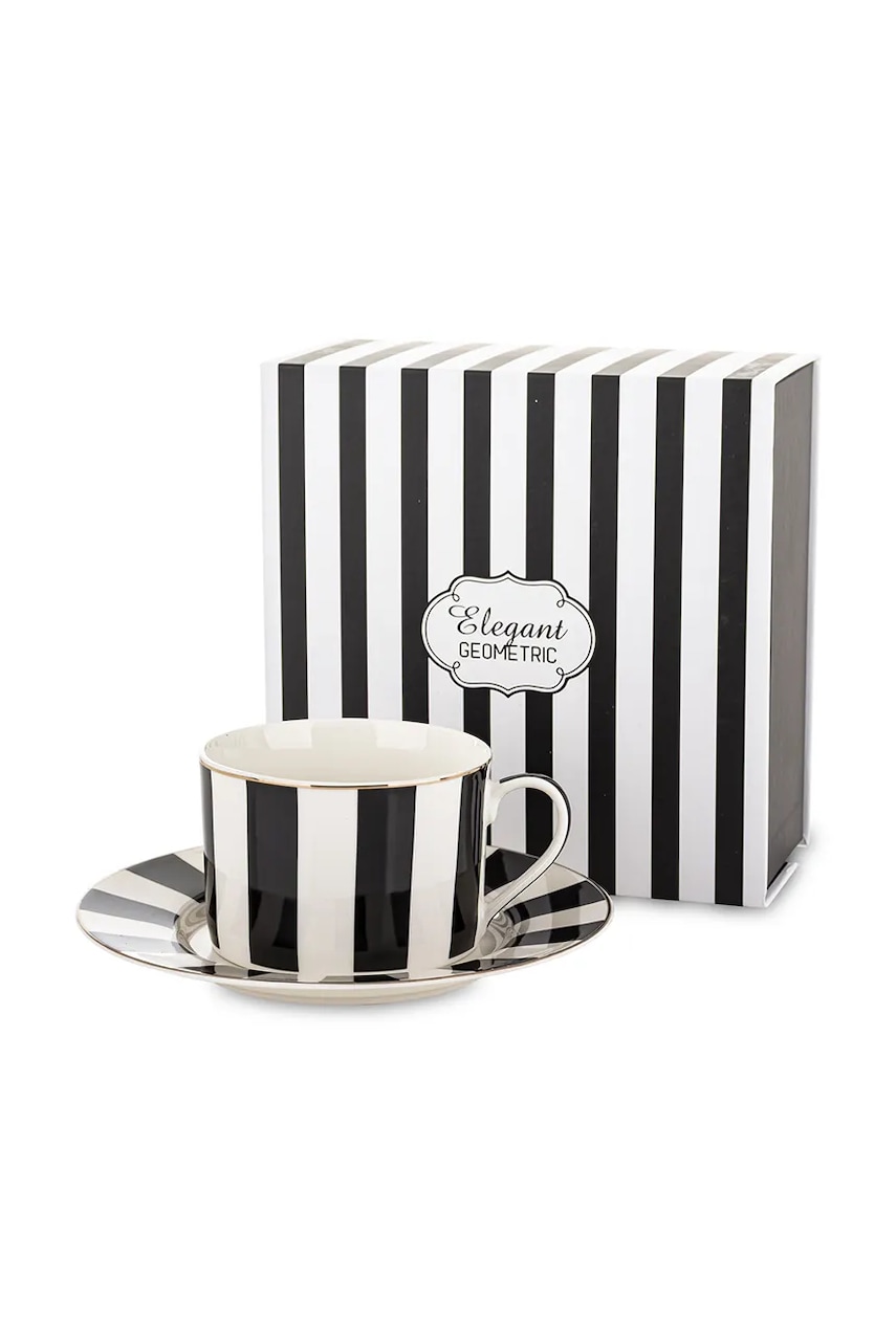 home & lifestyle ceașcă și farfurioara 220 ml culoarea negru