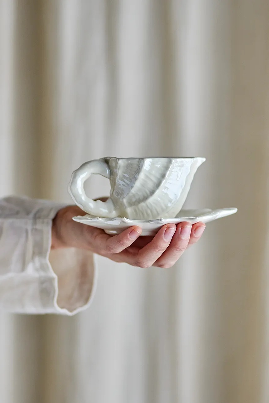 Φλιτζάνι και πιατάκι Bloomingville Shellie 150 ml φωτογραφία