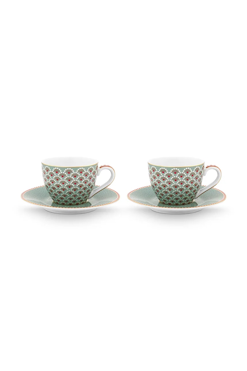Pip Studio zestaw filiżanek ze spodkiem z porcelany 120 ml