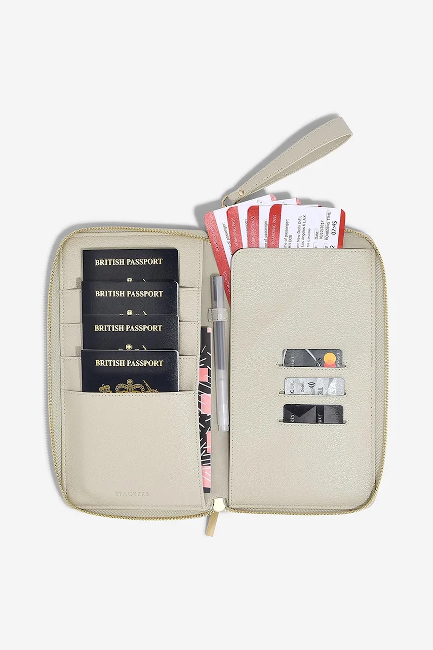 Stackers husă pentru pașaport și carduri 0 culoarea bej, 0