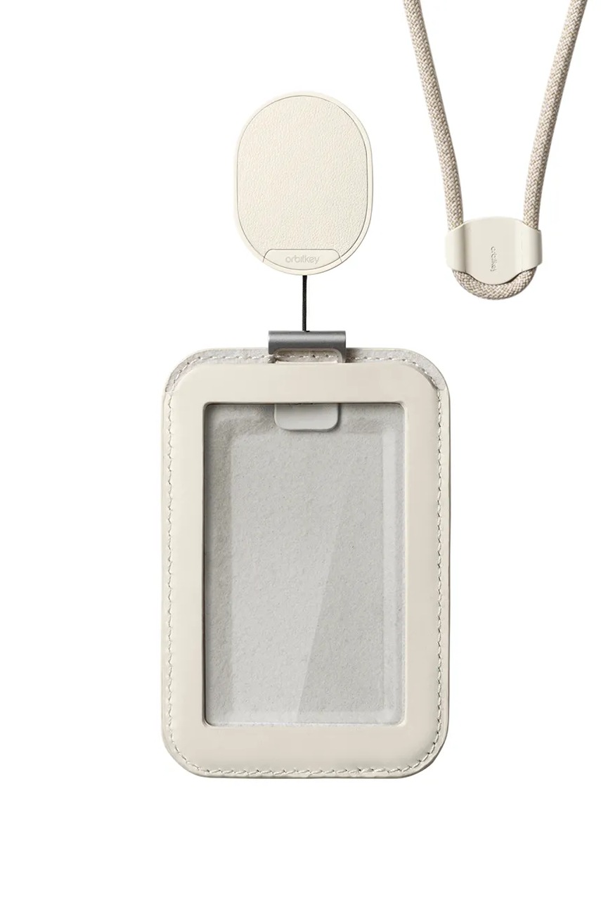 Θήκη κάρτας ταυτότητας με κορδόνι Orbitkey Card Holder Pro 56 x 7 x 0,9 cm χρώμα: μπεζ φωτογραφία