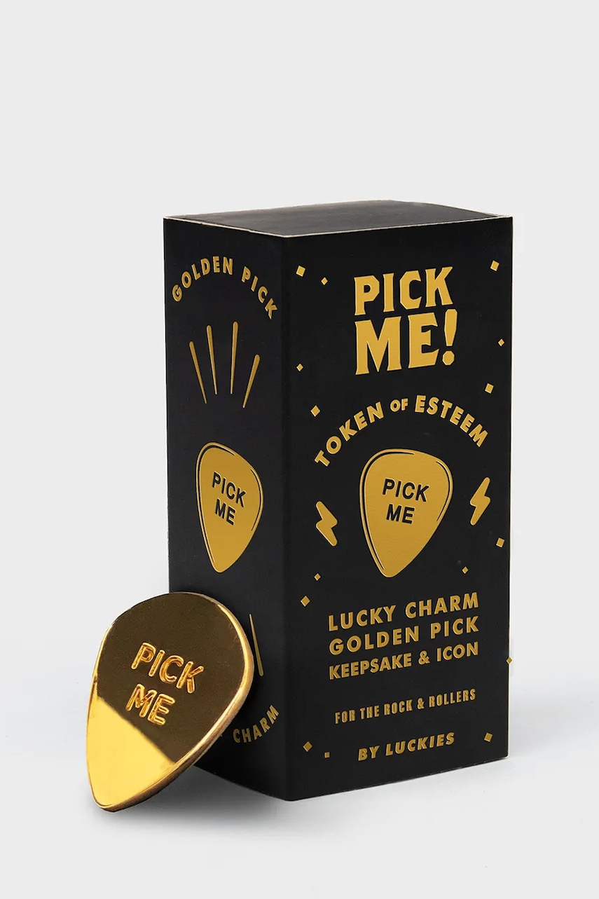 Levně Kapesní talisman Luckies of London Pick Me 2,9 x 3,3 cm žlutá barva