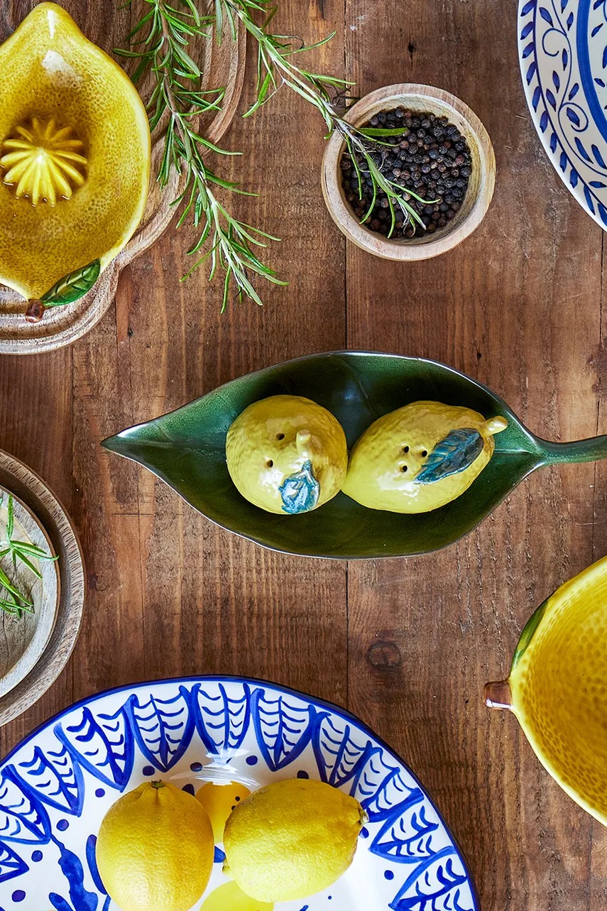 Αλατατιέρα και πιπεριέρα με πιατάκι Bloomingville Limone Salt & Pepper Shaker Set χρώμα: πολύχρωμο φωτογραφία