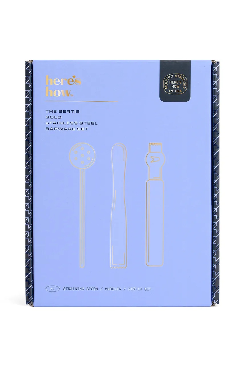 Σετ μπάρμαν Here's How The Bertie 20 cm χρώμα: κίτρινο φωτογραφία