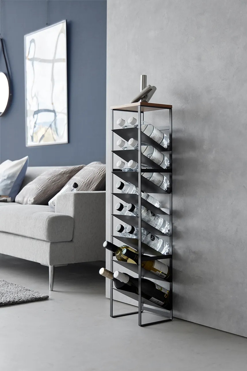 Ράφι για μπουκάλια με καπάκι Yamazaki Tower 88,5 cm χρώμα: μαύρο φωτογραφία