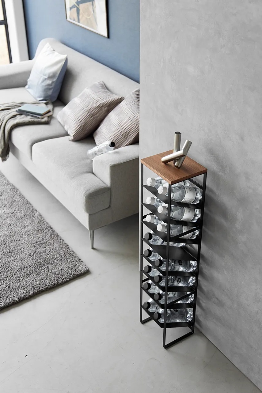 Ράφι για μπουκάλια με καπάκι Yamazaki Tower 88,5 cm χρώμα: μαύρο φωτογραφία