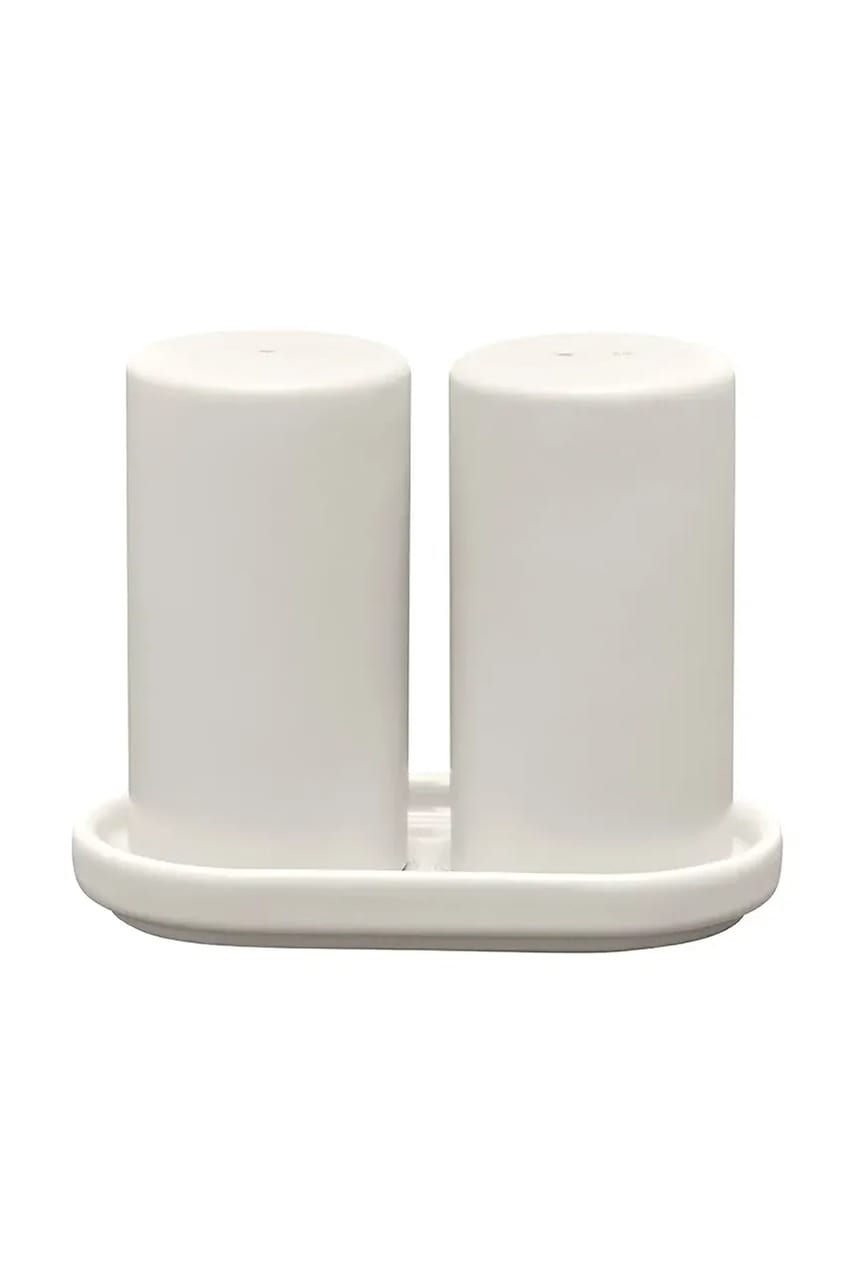 Blomus sare și piper cu o farfurie Pilar 9 cm culoarea alb