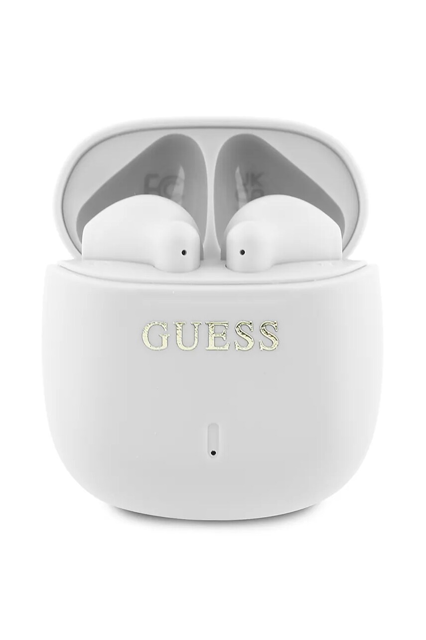 Levně Bezdrátová sluchátka do uší Guess Printed Classic Logo bílá barva