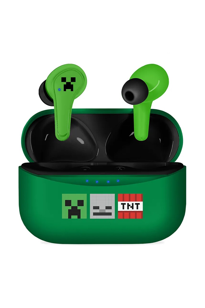 OTL căști wireless pentru copii, tip in-ear x Minecraft culoarea verde