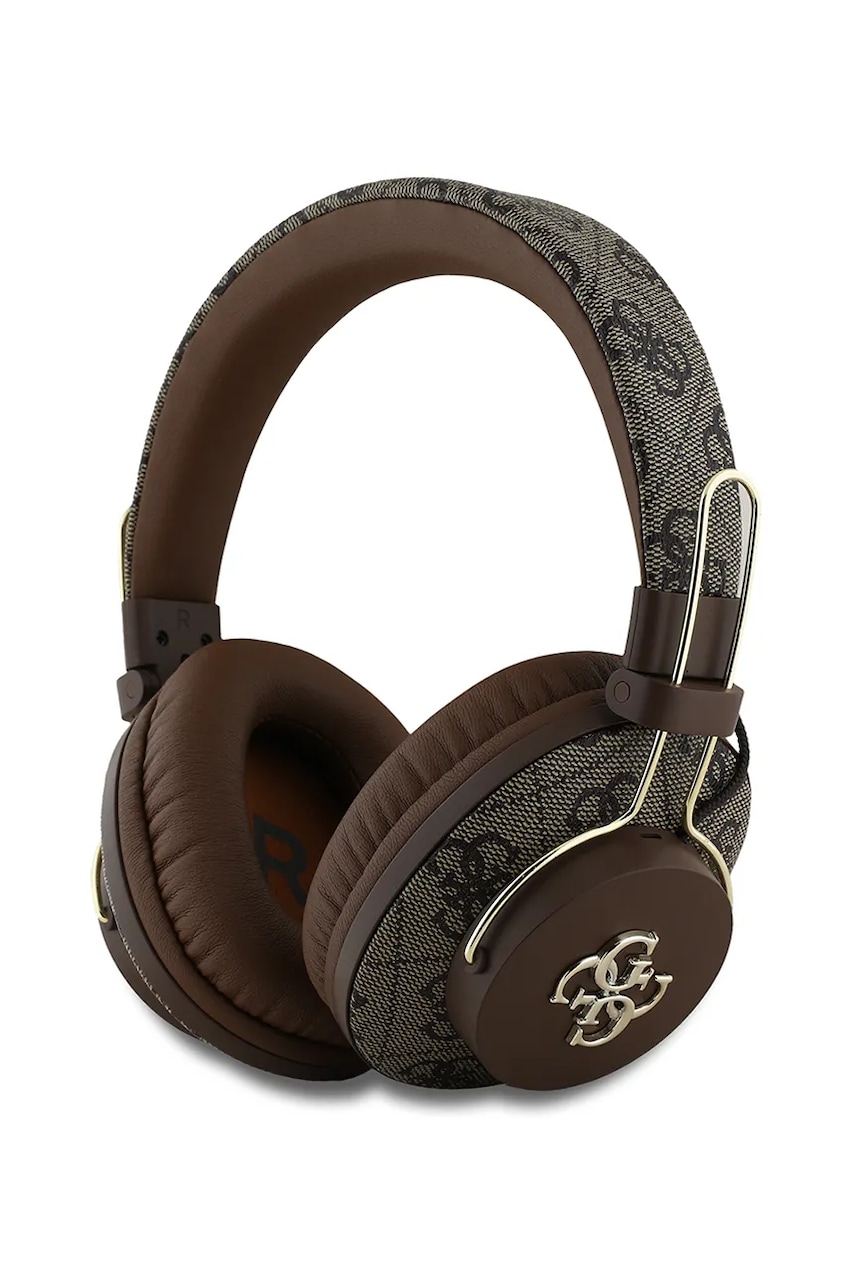 Levně Bezdrátová sluchátka Guess Metal 4G Logo hnědá barva