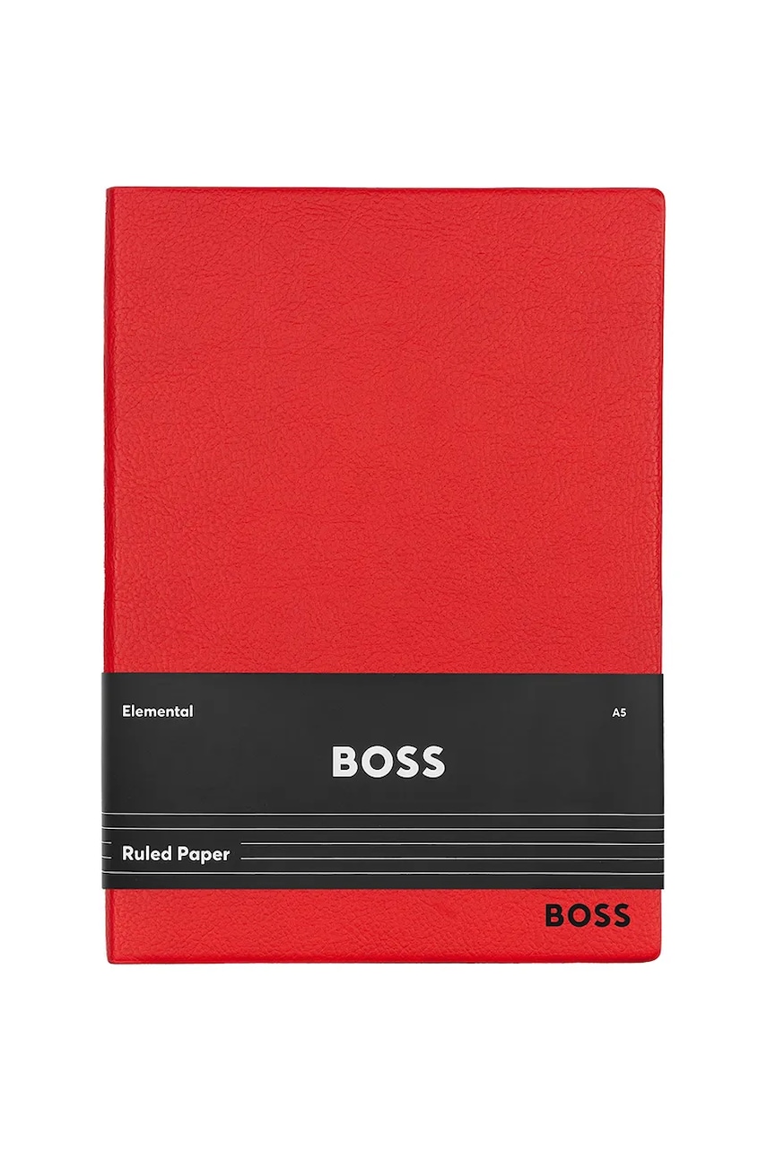 BOSS caiet Essential Red Lined A5 culoarea rosu
