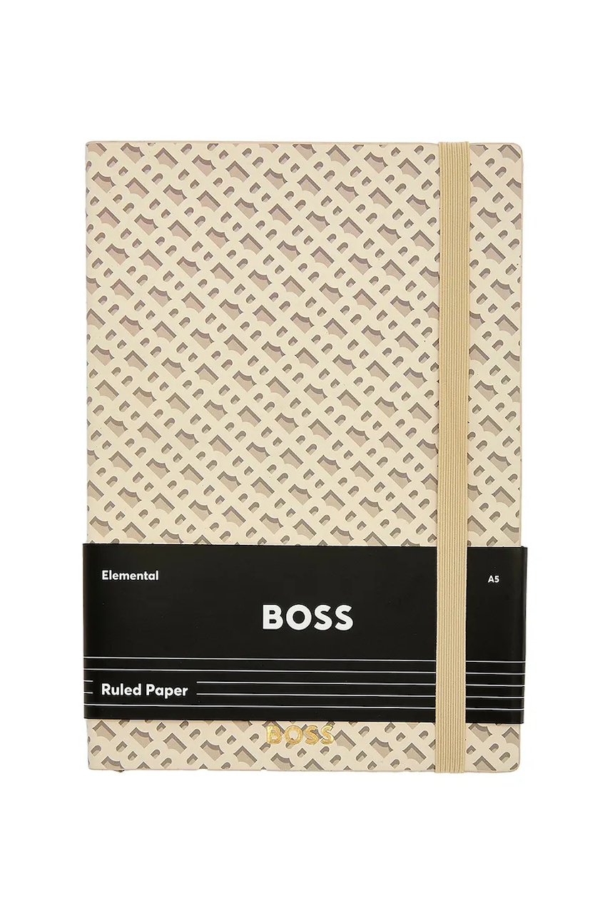 BOSS caiet Monogram A5 culoarea bej