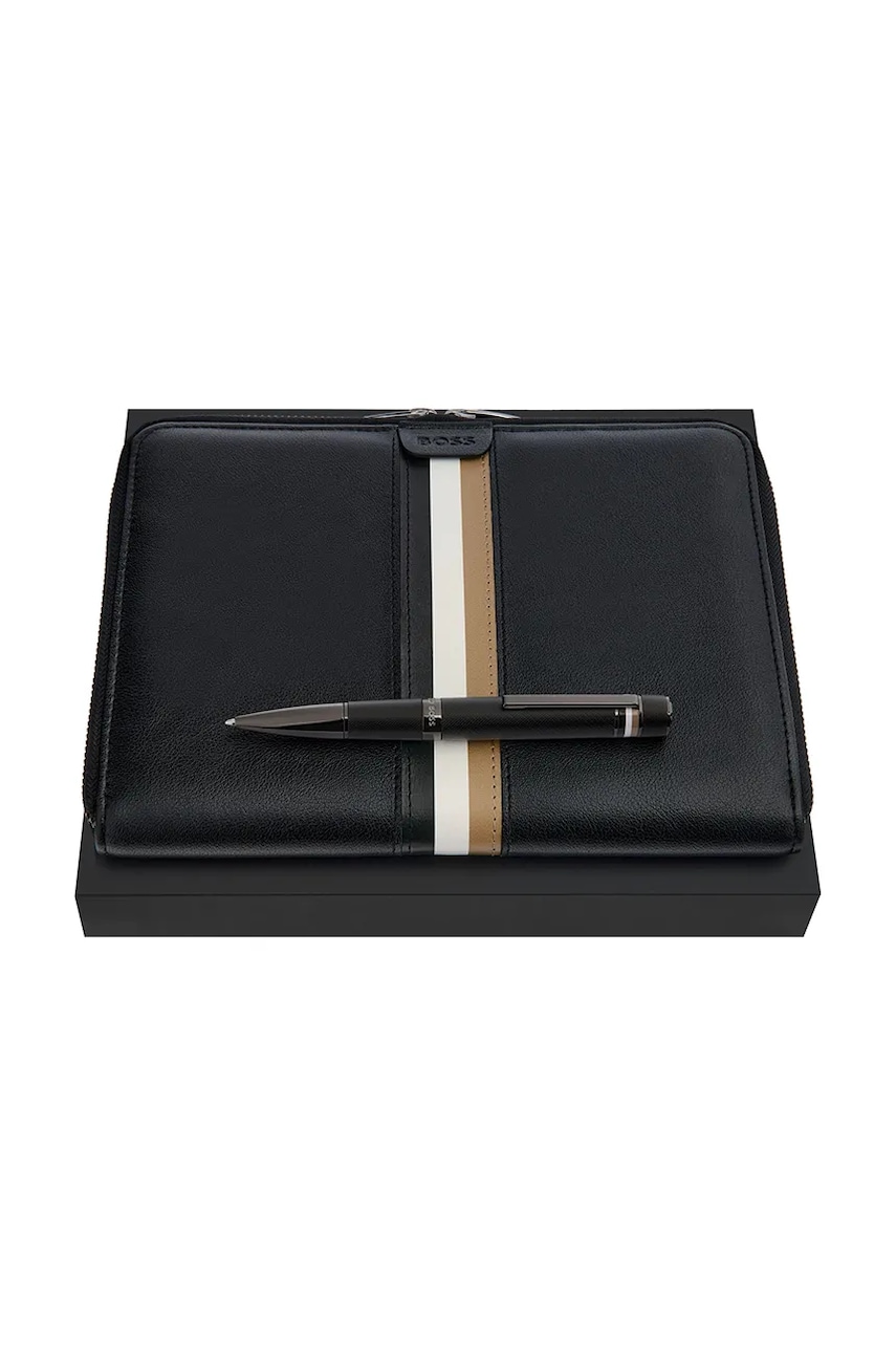 BOSS set cadou: dosar de birou și pix culoare neagră BOSS set cadou: dosar de birou și pix culoare neagră