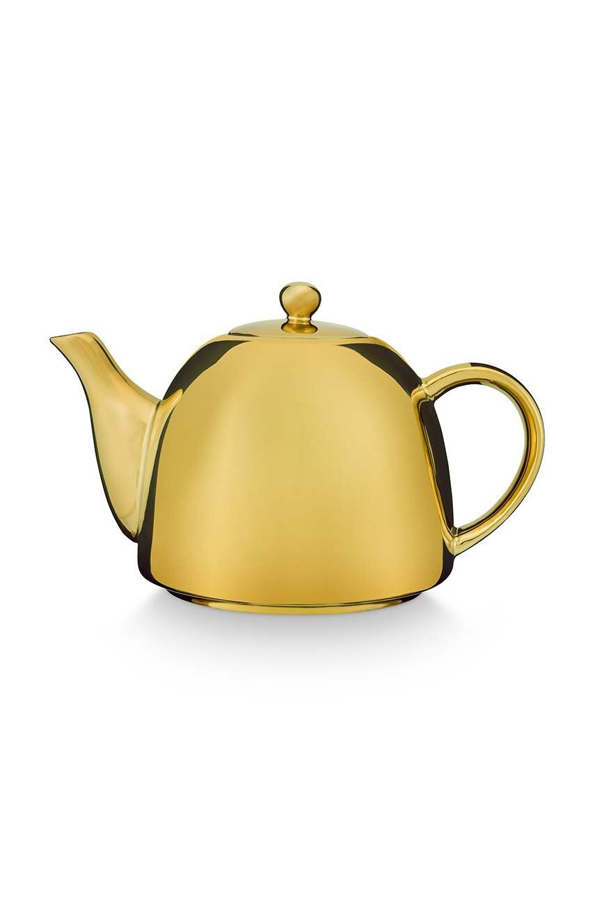 Konvice na čaj vtwonen - žlutá -  Porcelán