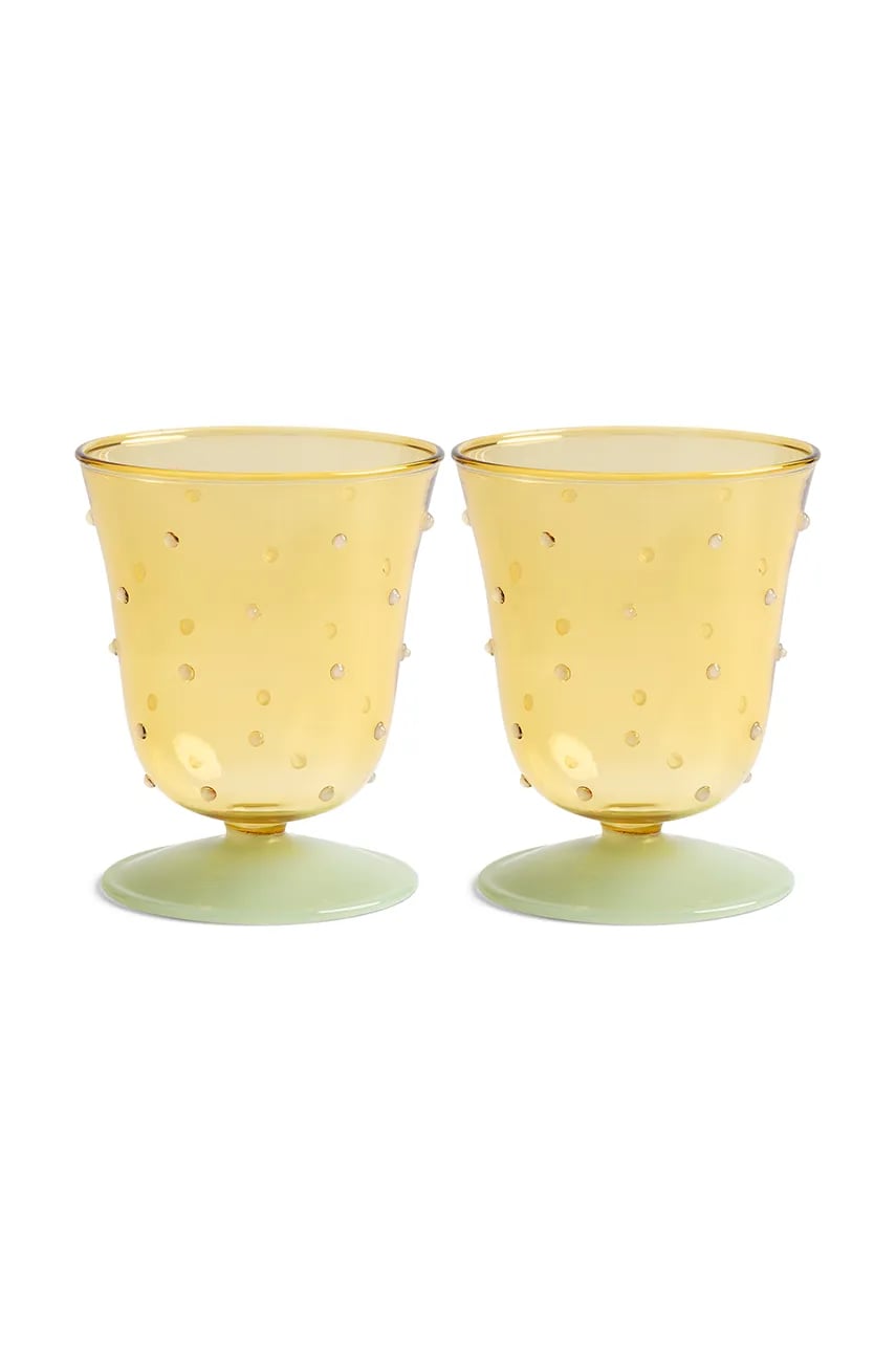 &k amsterdam set de pahare de vin glass dot yellow 200 ml 2-pack &k amsterdam set de pahare de vin glass dot yellow 200 ml 2-pack